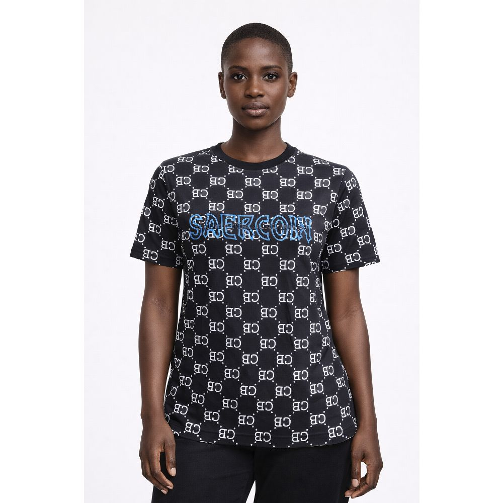 Black All Over Pattern Graphic TShirt
